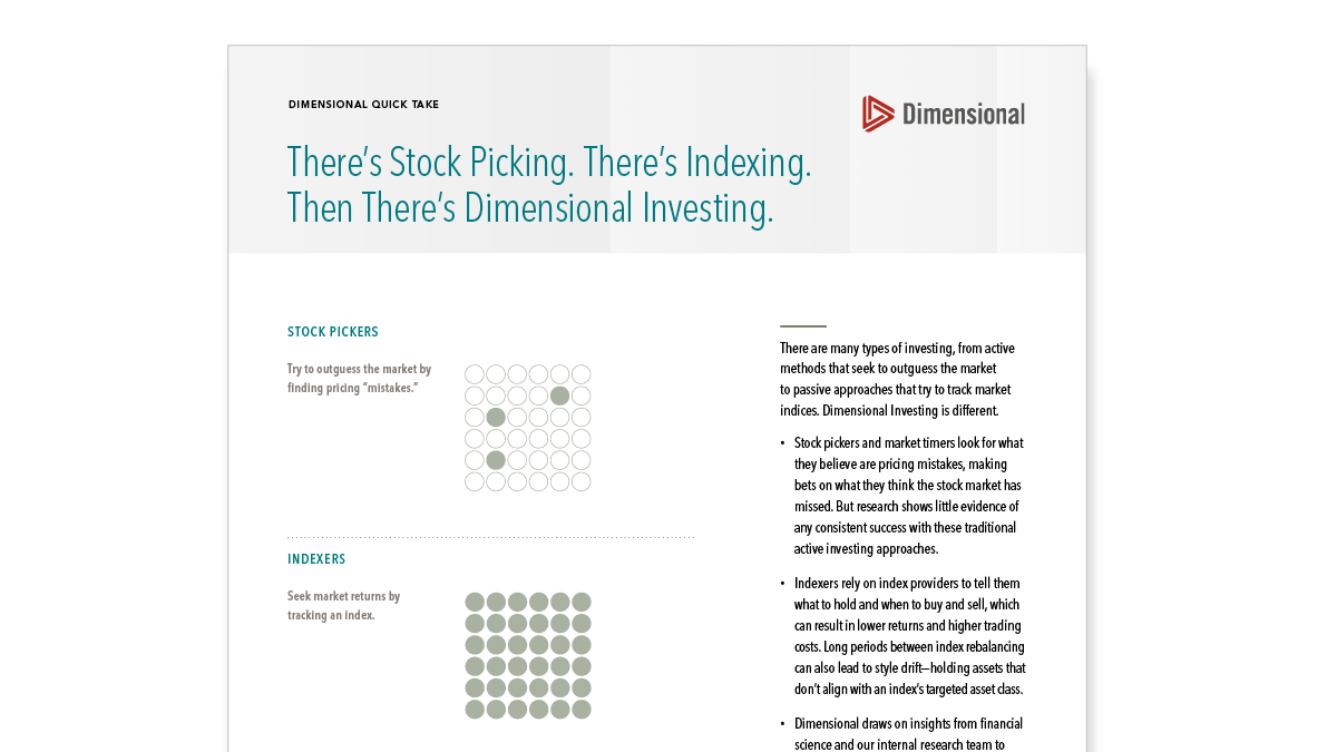 There's Stock Picking. There's Indexing. Then There's Dimensional Investing.
