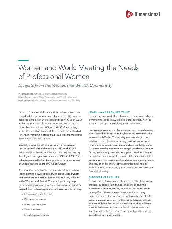 Women and Work: Meeting the Needs of Professional Women