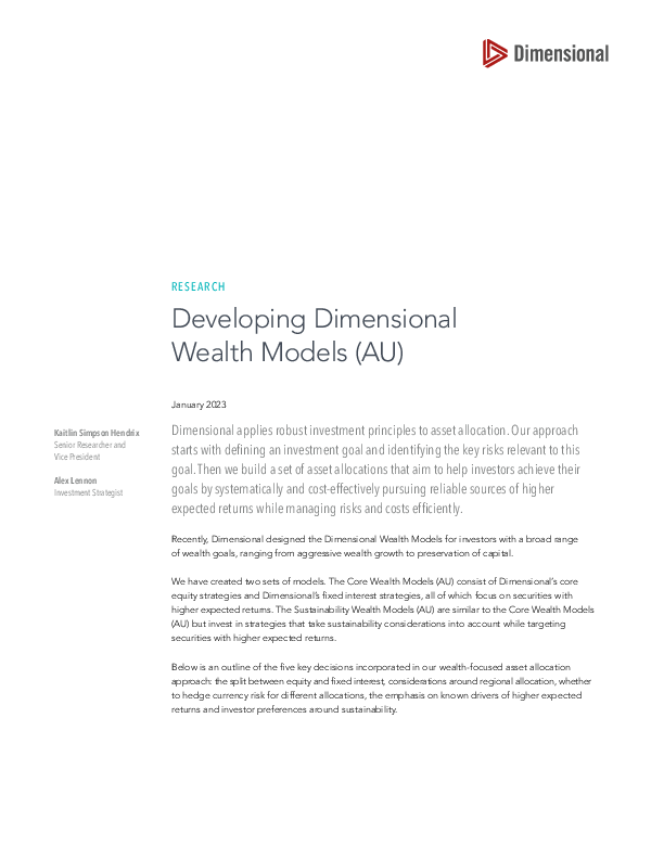 Developing Dimensional Wealth Models