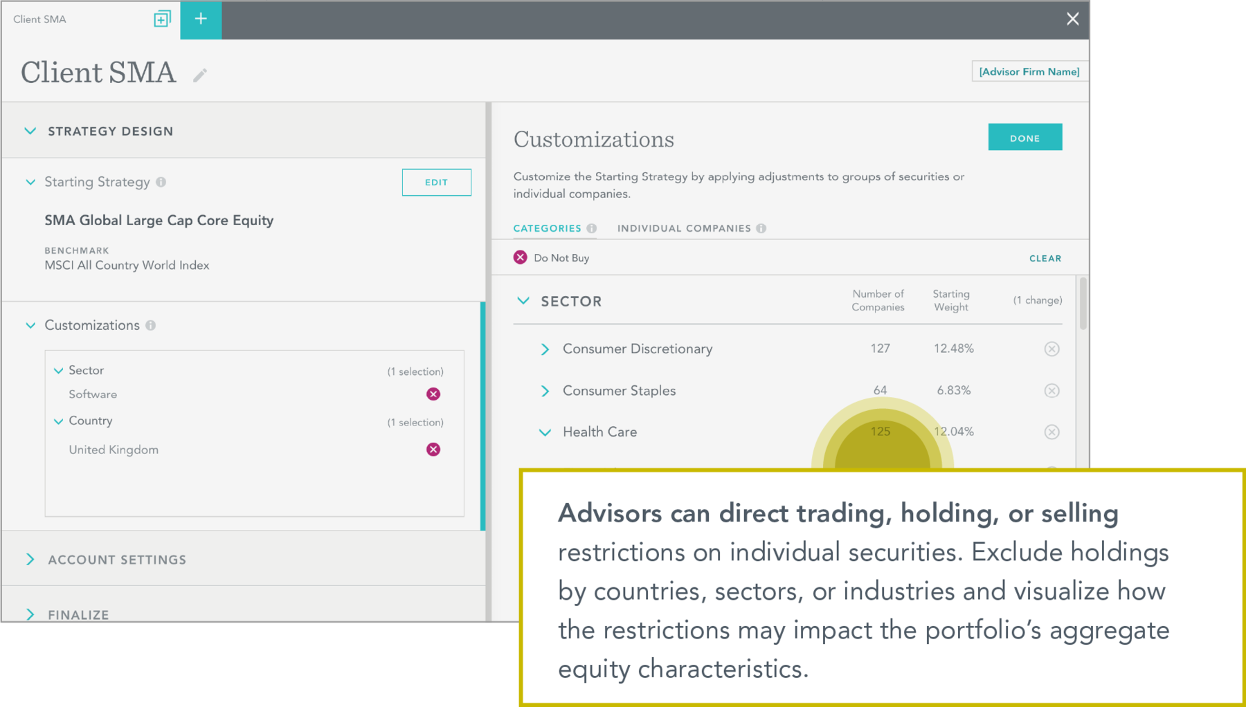 SMA-platform-customize sector-and-security-holdings
