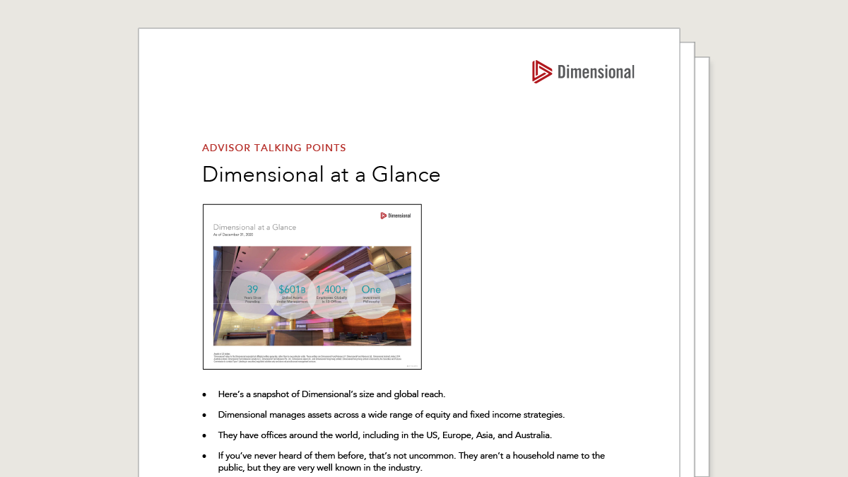 Dimensional Overview Presentation Talking Points