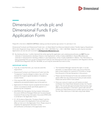 Dimensional Funds plc/II plc Application Form
