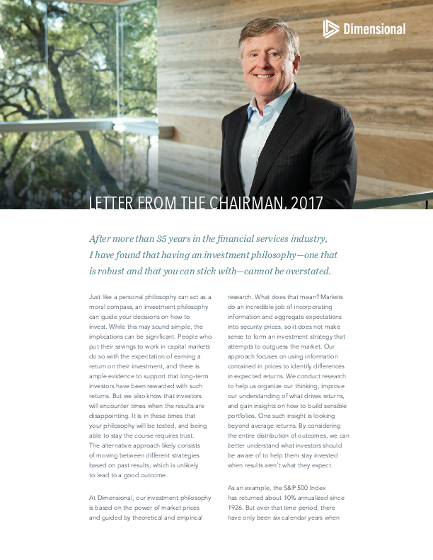 Letter from the Chariman, 2017