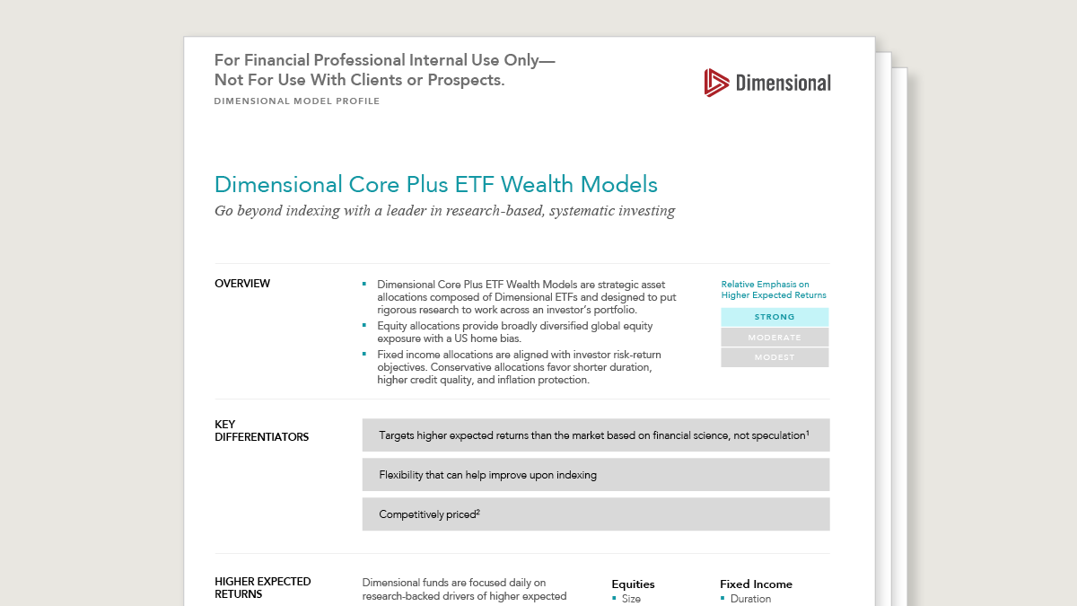 Dimensional Core Plus ETF Wealth Models Profile