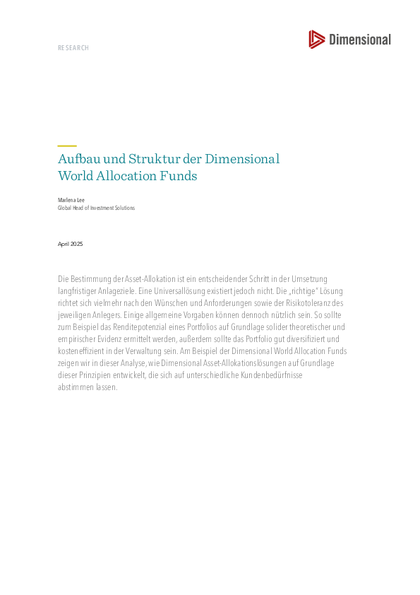 Aufbau und Struktur der Dimensional World Allocation Funds