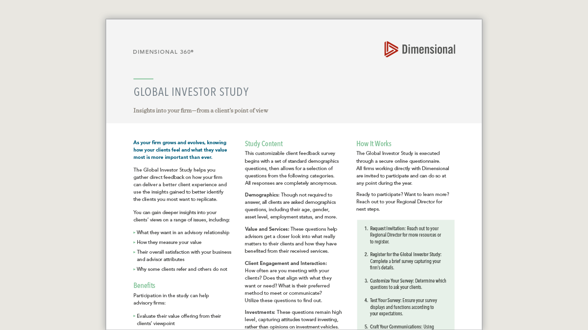 Global Investor Study Brochure
