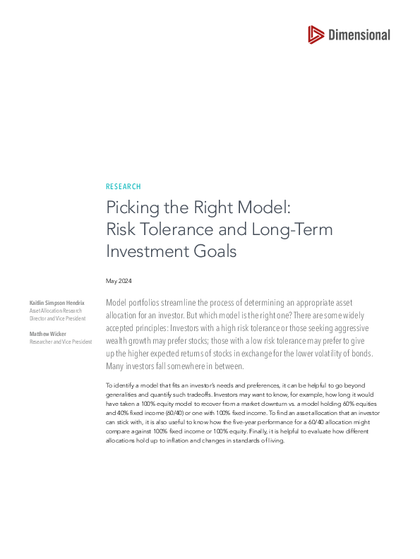 Picking the Right Model: Risk Tolerance and Long-Term Investment Goals
