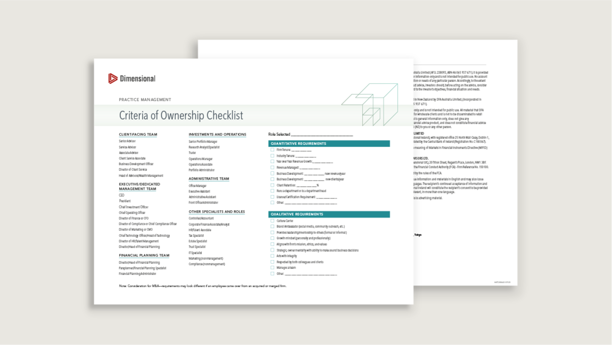Criteria of Ownership Checklist
