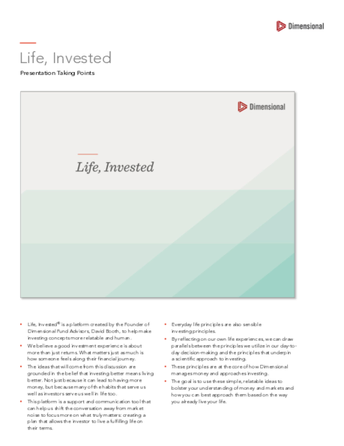 Life, Invested™ Investor Talking Points