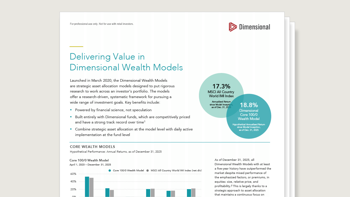 Delivering Value in Dimensional Wealth Models