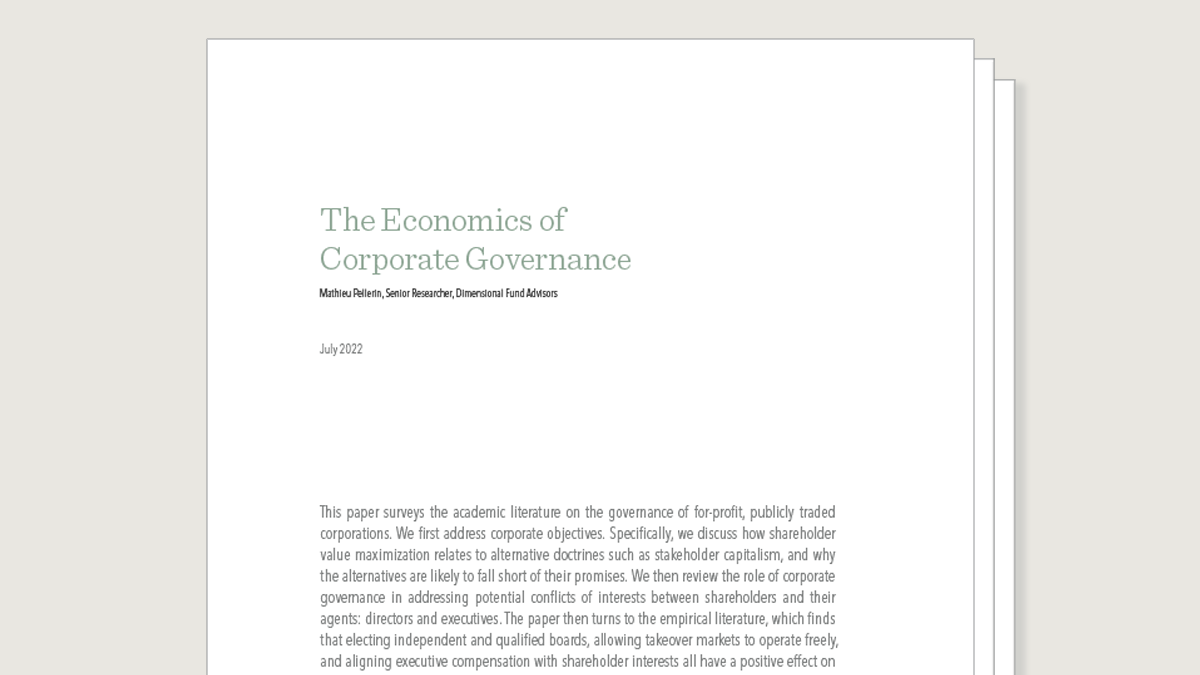 The Economics of Corporate Governance