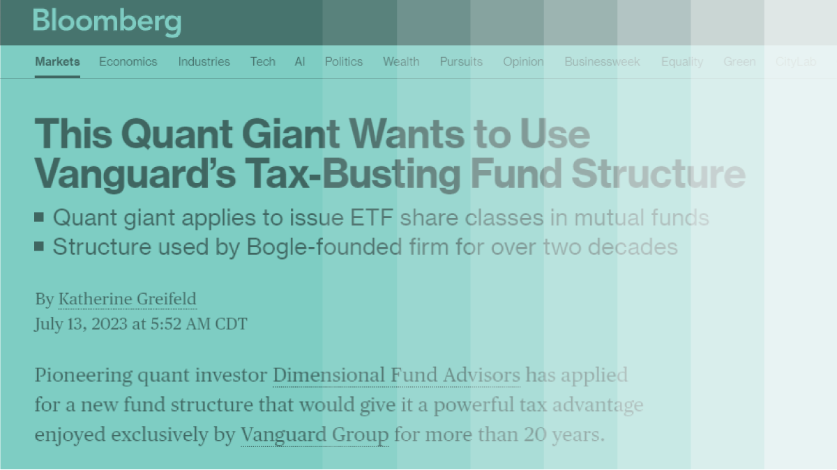 Bloomberg: Pioneering Quant Investor Dimensional Has Applied for New ...