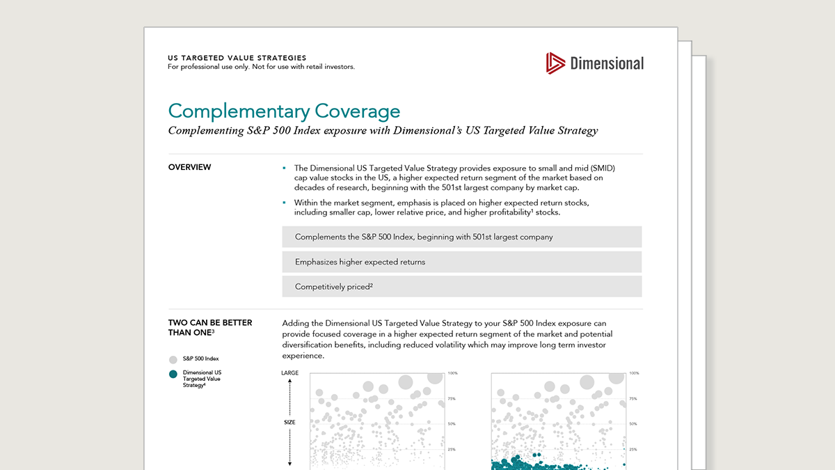 Complementary Coverage: US Targeted Value Strategy