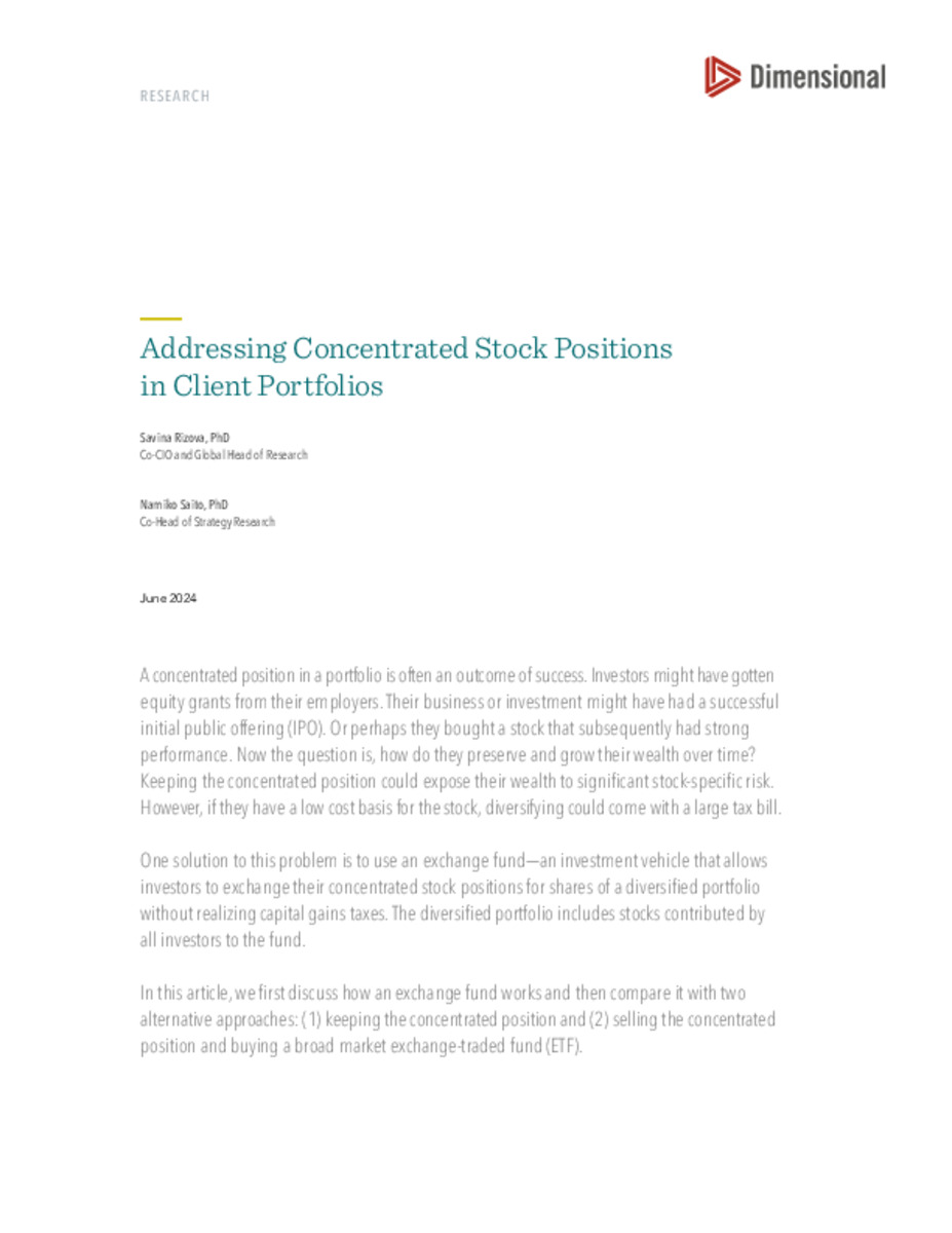 Addressing Concentrated Stock Positions in Client Portfolios