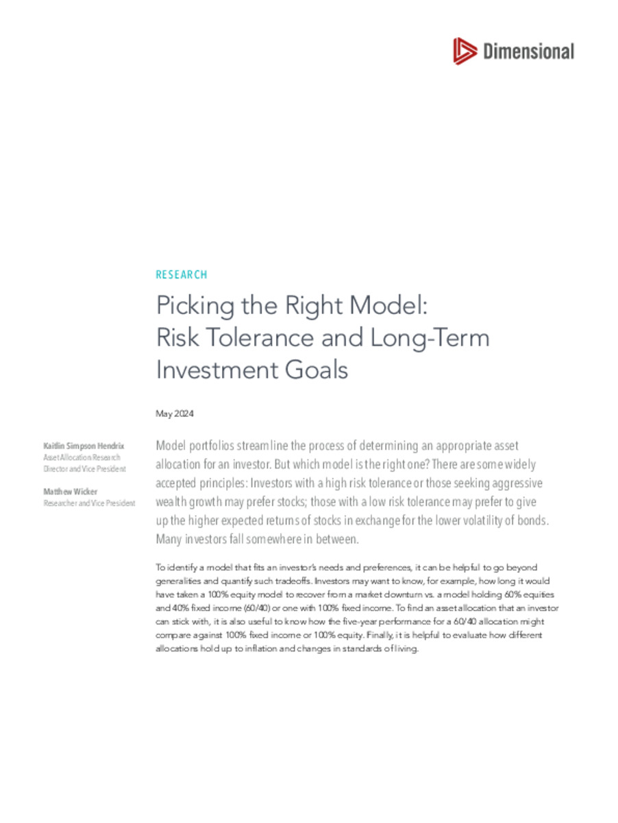 Picking the Right Model: Risk Tolerance and Long-Term Investment Goals