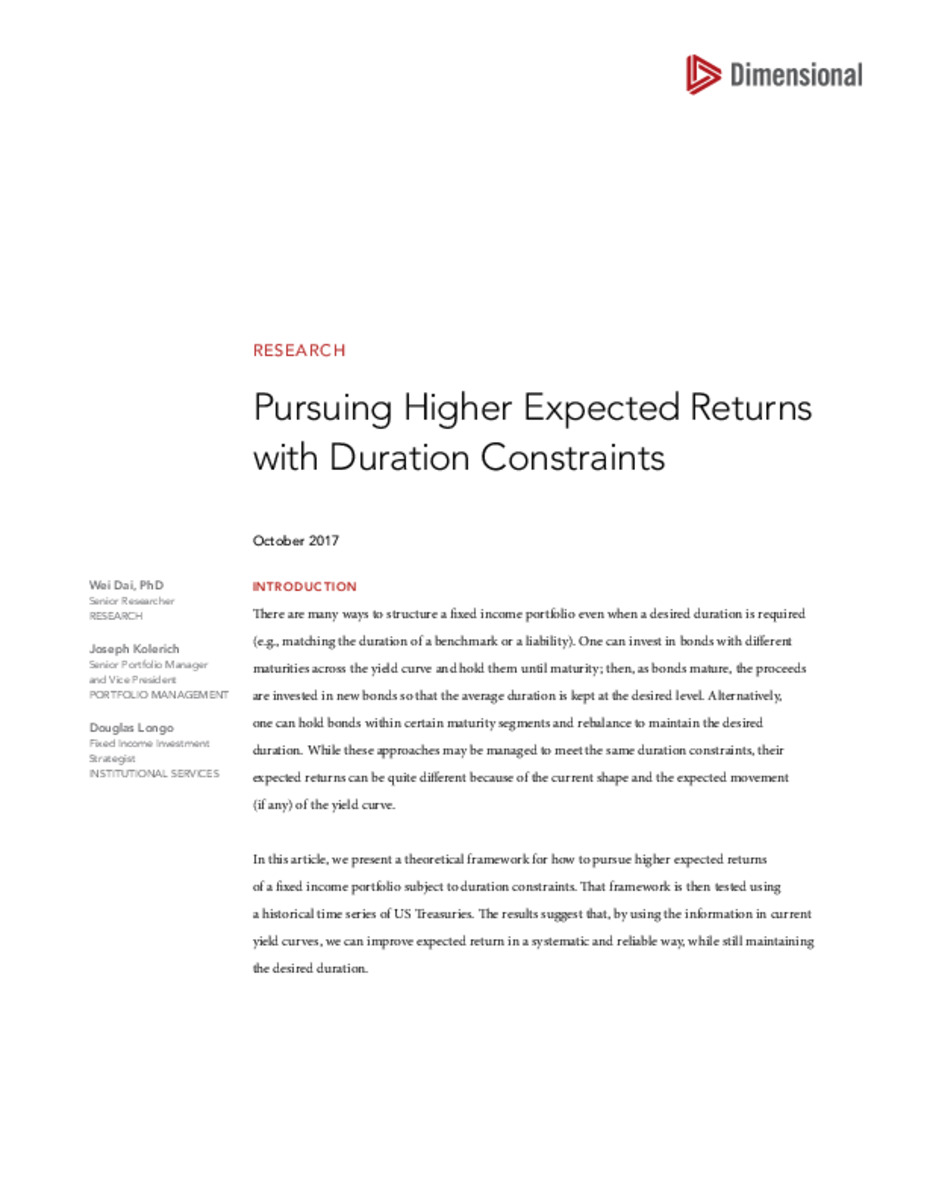 Pursuing Higher Expected Returns with Duration Constraints